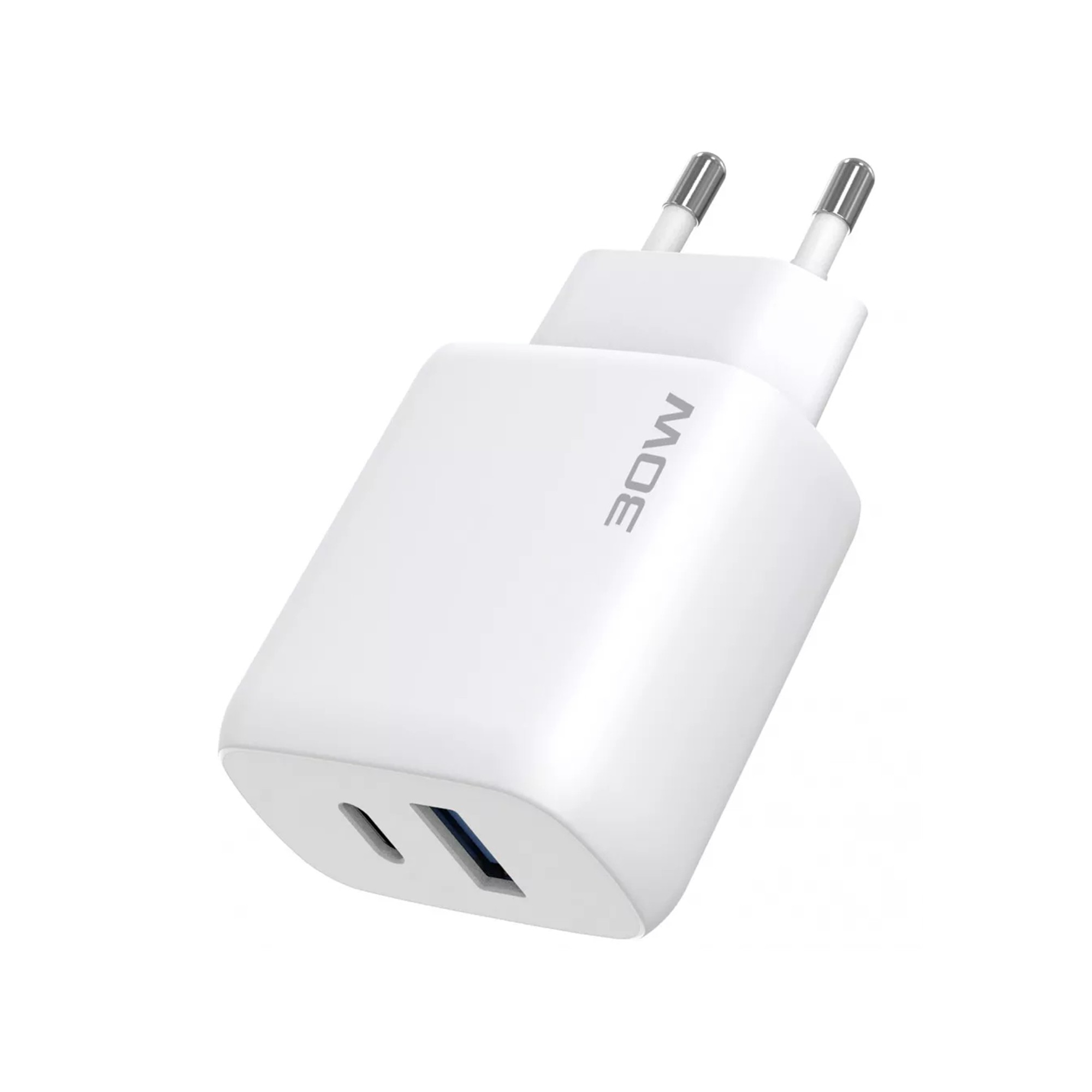 СЗУ Proove Silicone Power 2 30W (Type-C + USB) + Cable Type-C to Type-C (1m) (white)